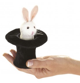Mini marionnette lapin blanc dans un chapeau